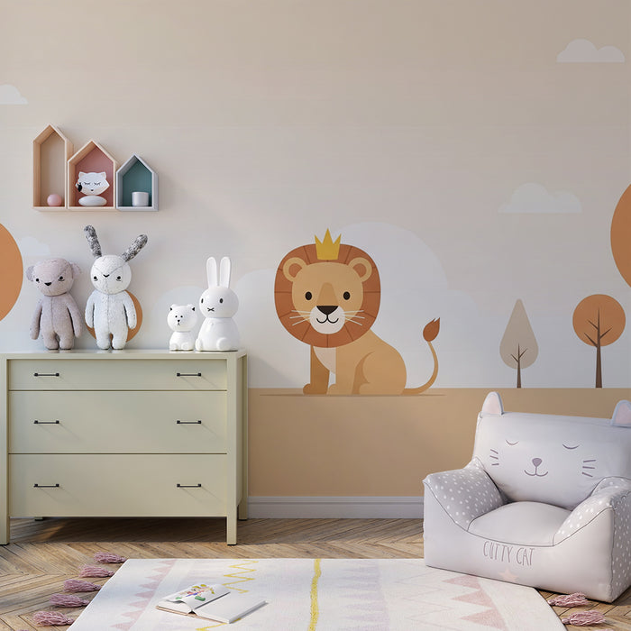 **Papier peint chambre bébé | Lion couronné dans un paysage doux et apaisant**

**Fordítás:**

Baba szoba tapéta | Koronás oroszlán lágy, nyugtató tájban