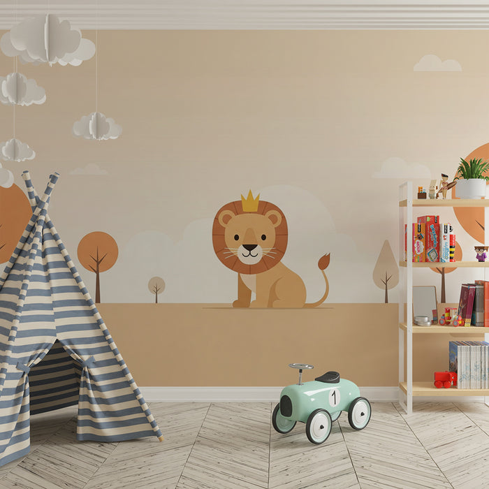 **Papier peint chambre bébé | Lion couronné dans un paysage doux et apaisant**

**Fordítás:**

Baba szoba tapéta | Koronás oroszlán lágy, nyugtató tájban