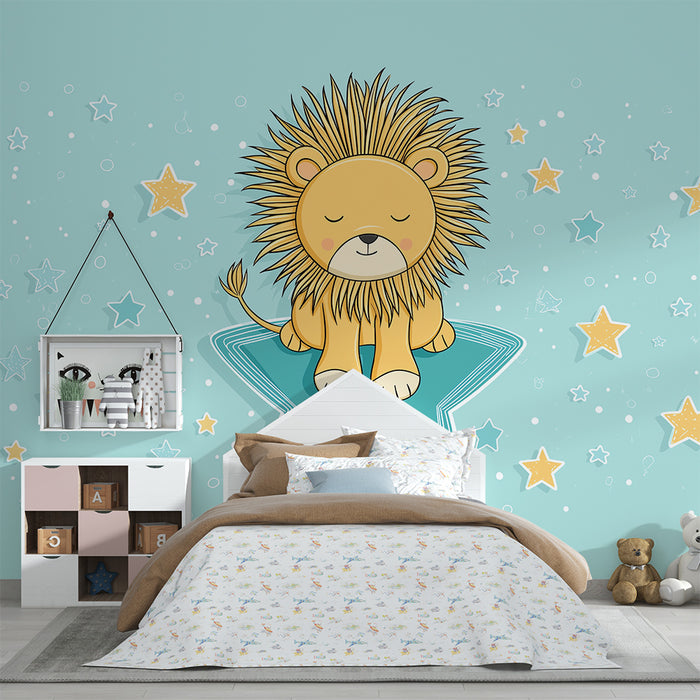 Χαριτωμένος λιοντάρι σε αστέρι με αστερόσκονη