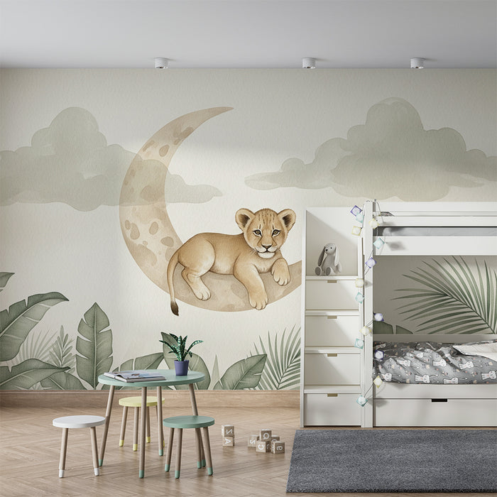 Tapeta dětského pokoje | Lvíče na měsíci
