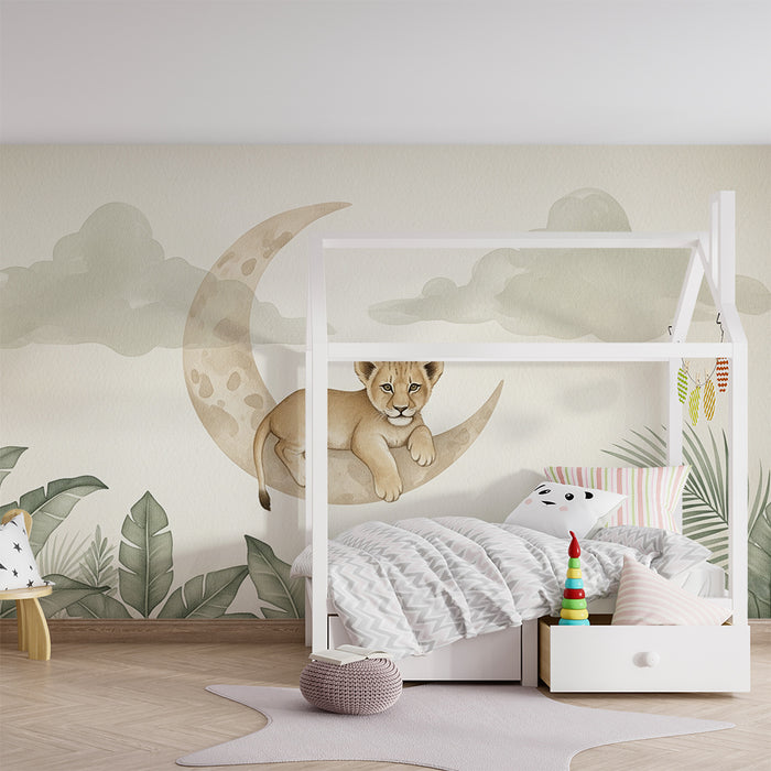 Tapeta dětského pokoje | Lvíče na měsíci