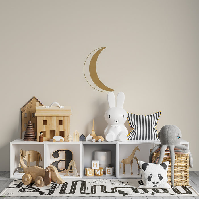 Papier peint chambre bébé | Lune dorée et étoiles scintillantes
