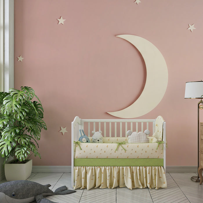 Papier peint chambre bébé | Lune douce et étoiles scintillantes