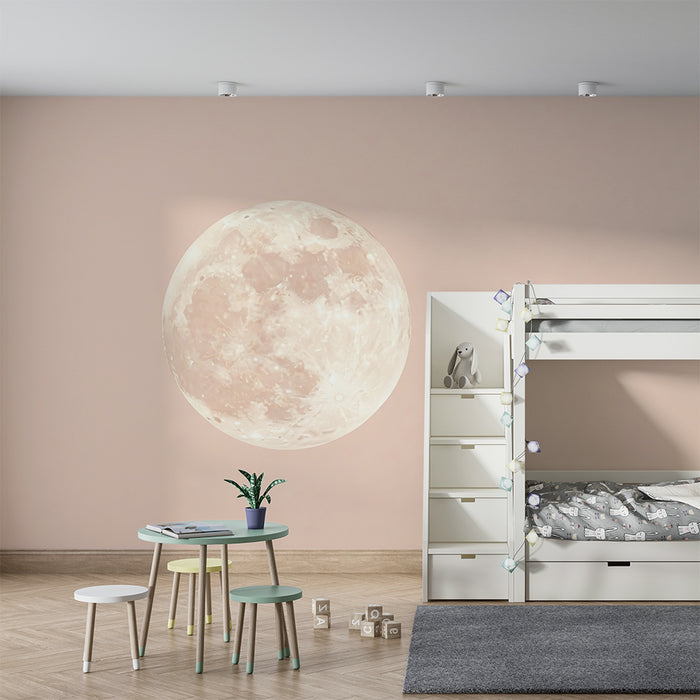 Babyzimmer Tapete | Sanfter Mond auf pastellfarbenem Hintergrund