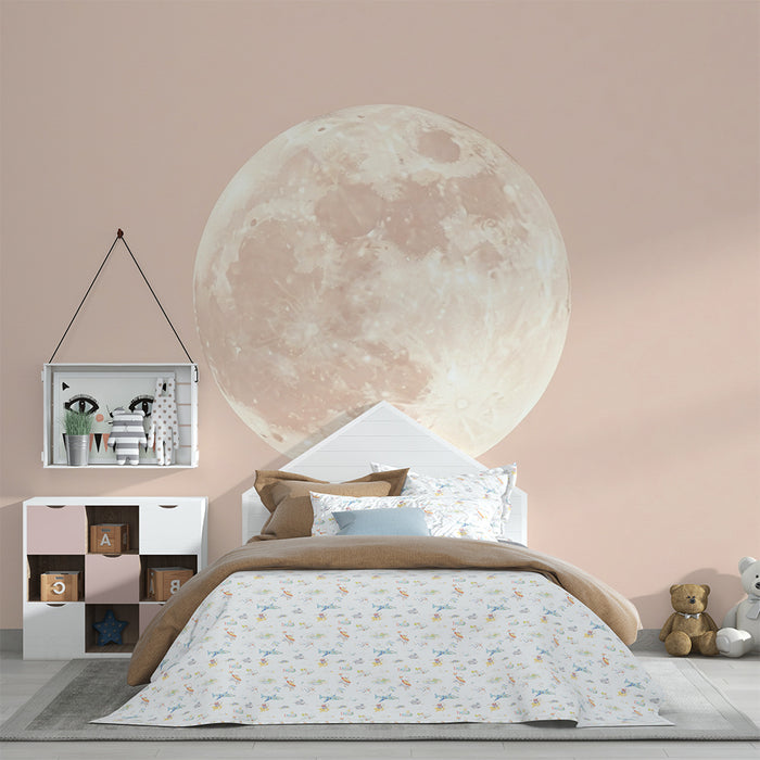 Babyzimmer Tapete | Sanfter Mond auf pastellfarbenem Hintergrund