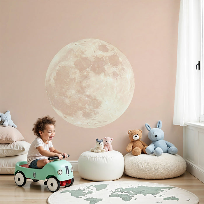 Papel de parede quarto bebê | Lua suave em fundo pastel
