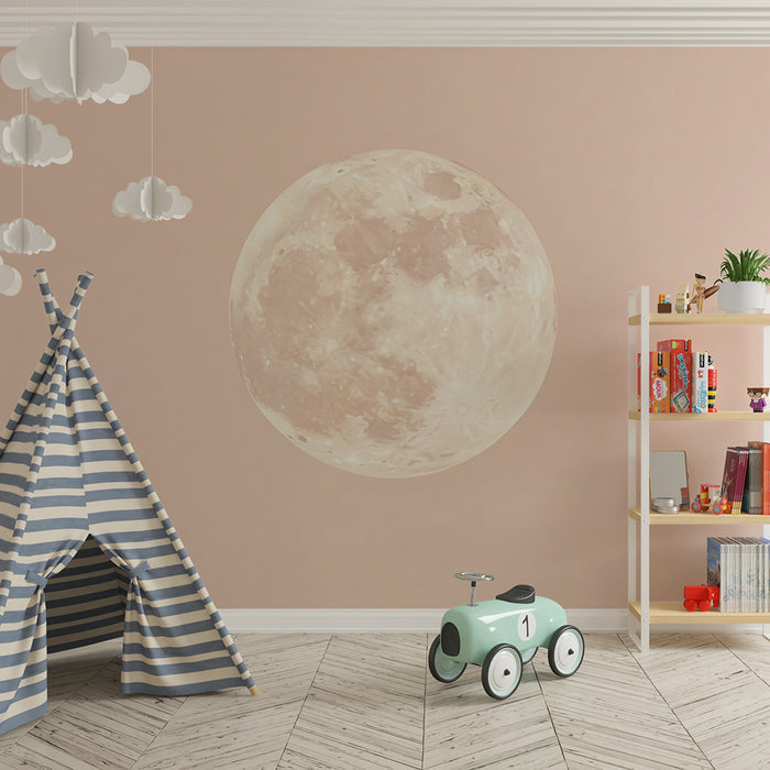 Papel de parede quarto bebê | Lua suave em fundo pastel