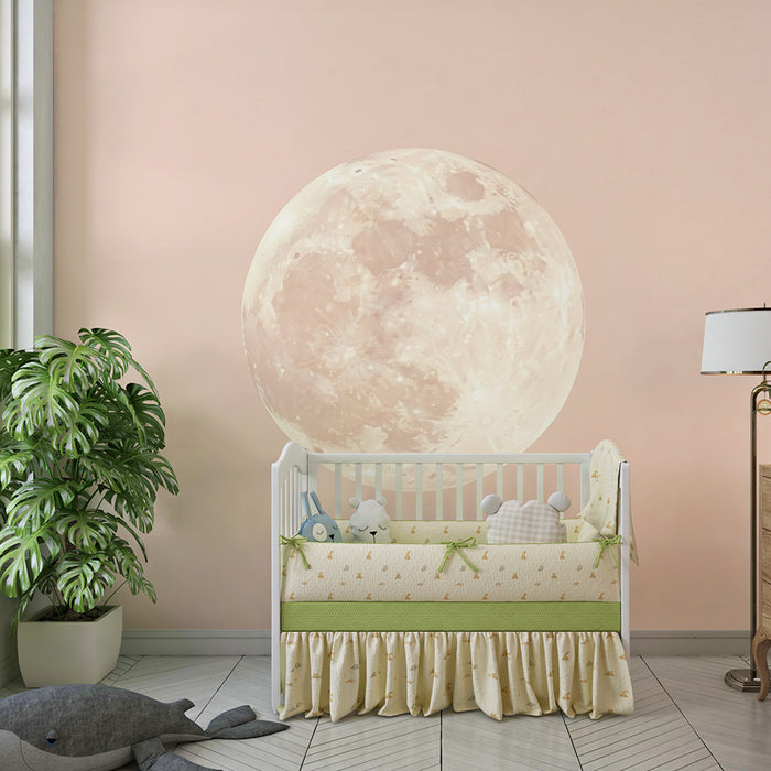 Papel de parede quarto bebê | Lua suave em fundo pastel