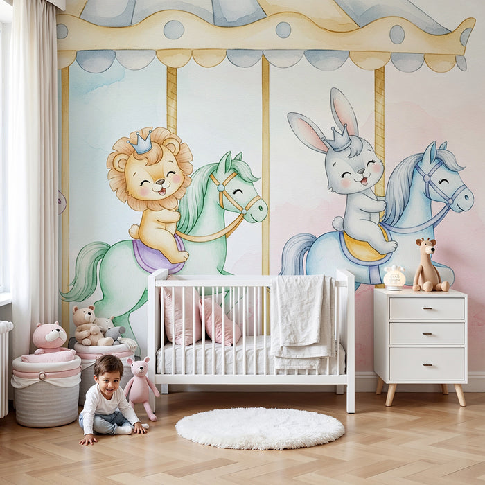 Børneværelse tapet | Sjovt tivoli med søde dyr
