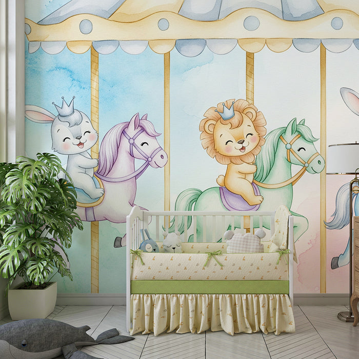 Børneværelse tapet | Sjovt tivoli med søde dyr