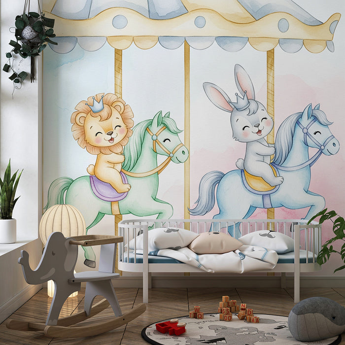 Børneværelse tapet | Sjovt tivoli med søde dyr