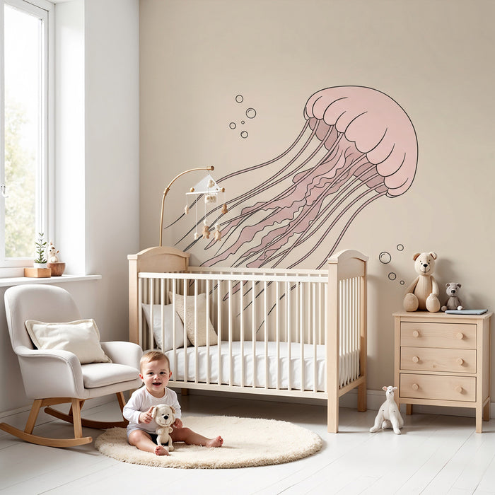 Papel de parede quarto bebê | Delikatna meduza na nježnoj pozadini