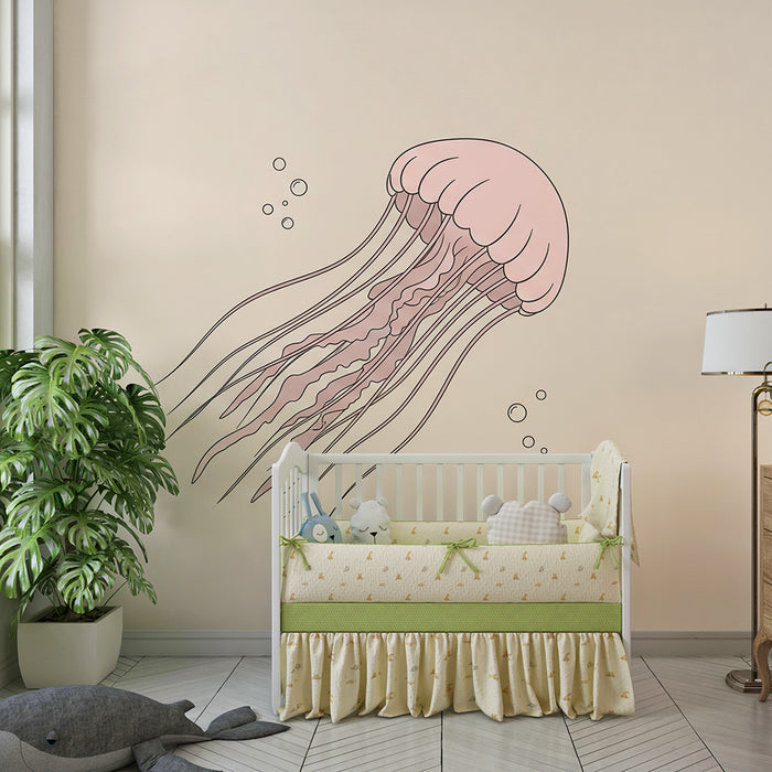 Papel de parede quarto bebê | Delikatna meduza na nježnoj pozadini