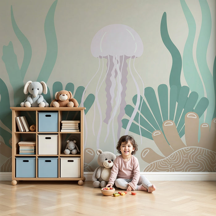 Barntapet | Maneter och sjögräs i en mjuk havsmiljö