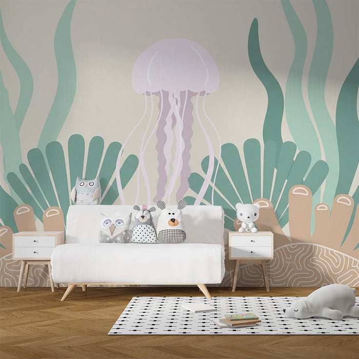 Barntapet | Maneter och sjögräs i en mjuk havsmiljö