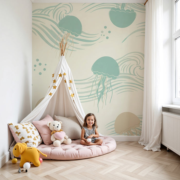 Lastenhuoneen tapetti | Meduusa ja rauhoittavat aallot
