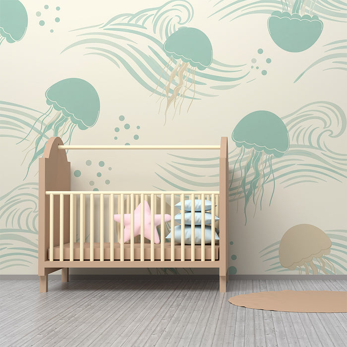 Lastenhuoneen tapetti | Meduusa ja rauhoittavat aallot