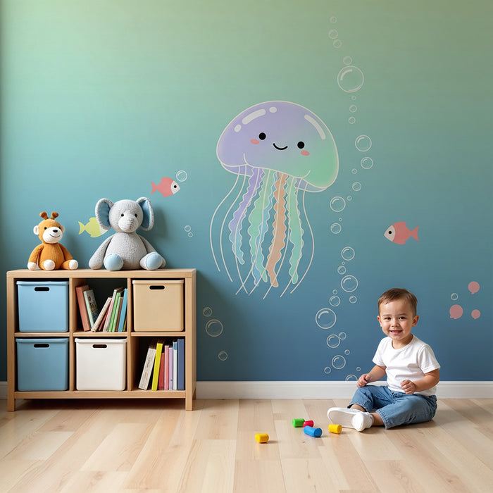 Barntapet | Glada maneter och färgglada fiskar i en lugnande ocean