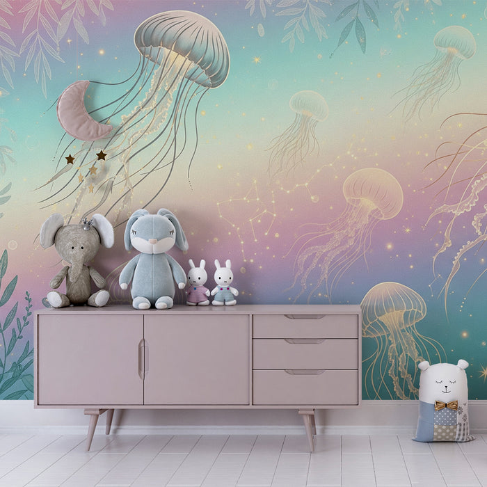 Lastenhuoneen tapetti | Valaiseva meduusa ja tähtimeri