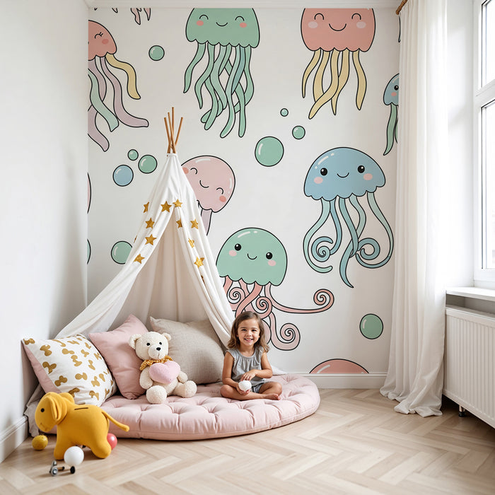 Paberi tapeet beebi tuba | Värvilised meduusid ja mängulised mullid