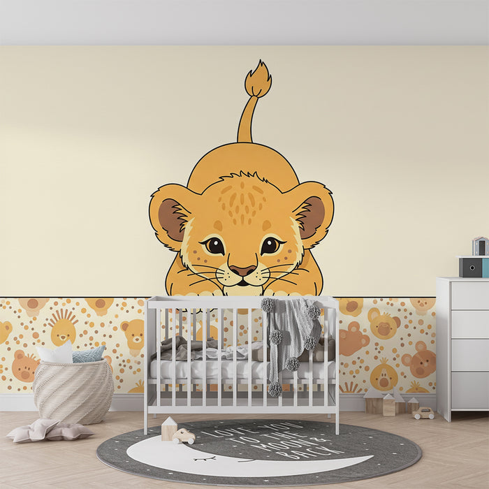 Papel pintado para habitación infantil | Leones adorables y motivos de animales suaves