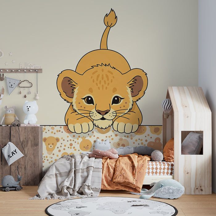Papel pintado para habitación infantil | Leones adorables y motivos de animales suaves