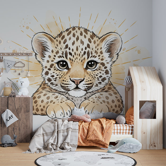 Dětské tapety | Roztomilý malý leopard s třpytivými detaily