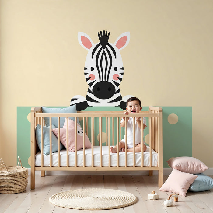 Lastenhuoneen tapetti | Söpö pieni seepra pastellisella taustalla