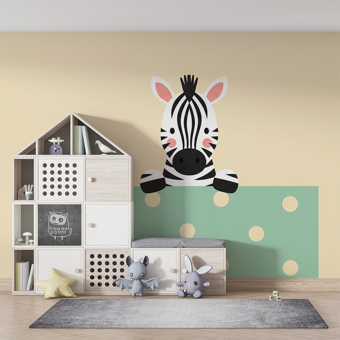 Lastenhuoneen tapetti | Söpö pieni seepra pastellisella taustalla