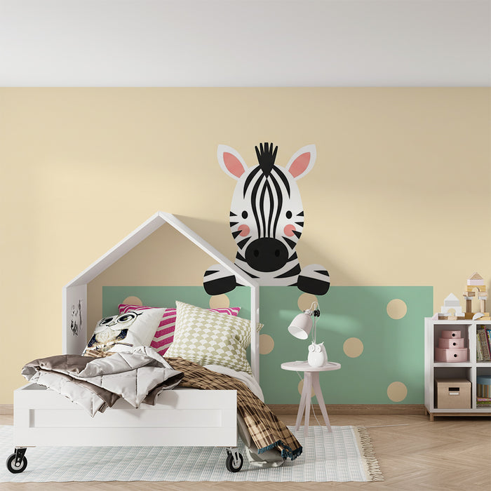 Lastenhuoneen tapetti | Söpö pieni seepra pastellisella taustalla