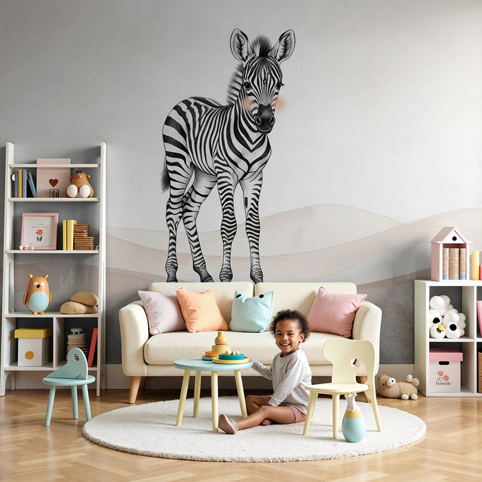 Barntapet | Söt liten zebra i en mjuk miljö