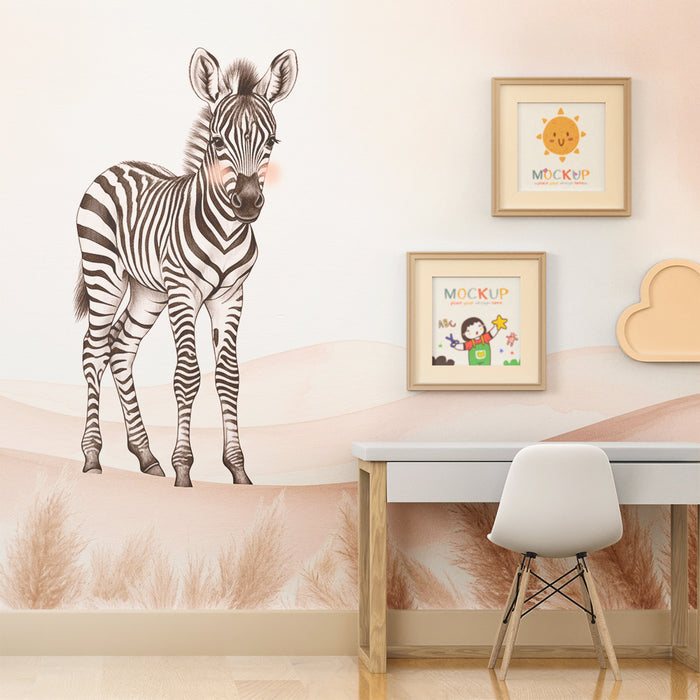 Barntapet | Söt liten zebra i en mjuk miljö