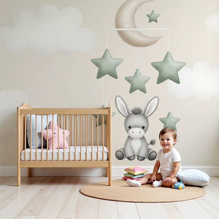 Papier de parede bébi szoba | Puha mobil lóval és csillagokkal
