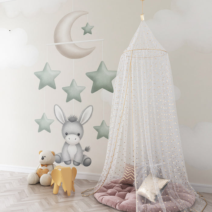 Papier de parede bébi szoba | Puha mobil lóval és csillagokkal