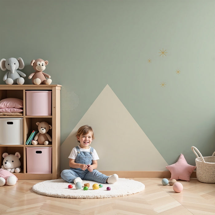 Tapet barnerom | Myk fjell og stjernehimmel