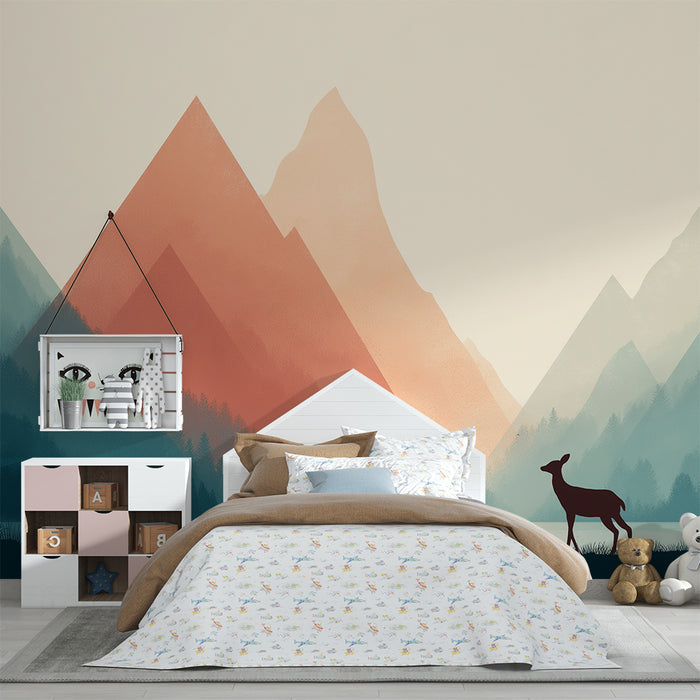 Papier de parede soba za bebe | Blage planine i jelen u umirujućem krajoliku