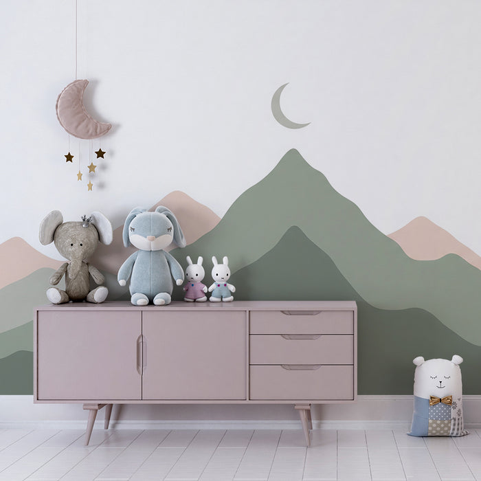 Tapeta do detskej izby | Jemné hory a upokojujúci mesiac