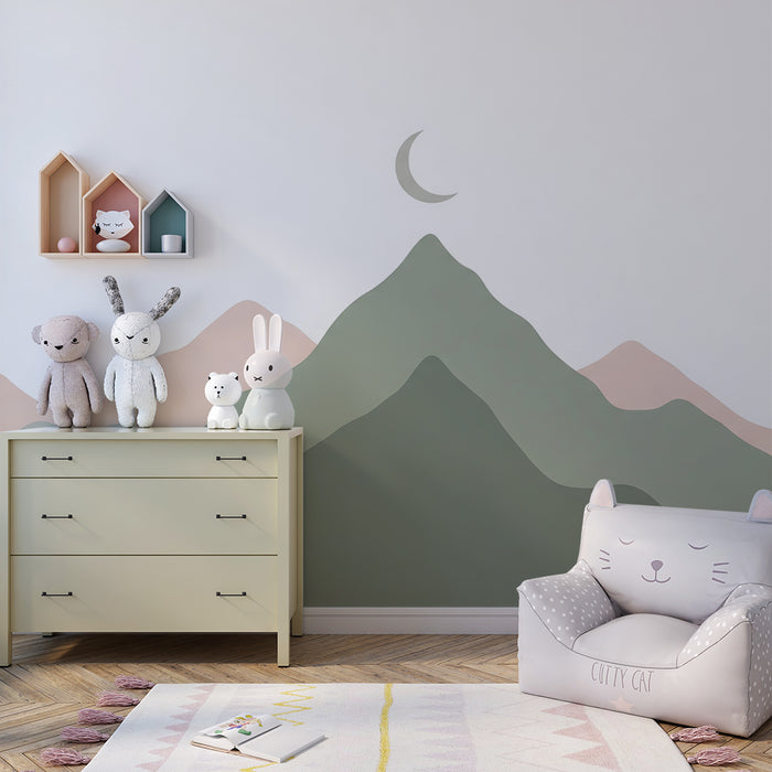 Tapeta do detskej izby | Jemné hory a upokojujúci mesiac