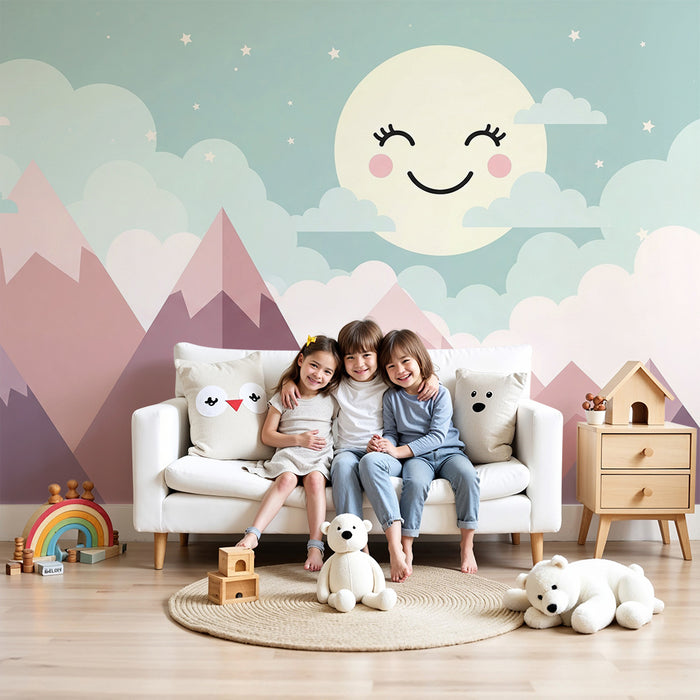 Tapete za dječju sobu | Nježne planine i osmijeh mjeseca