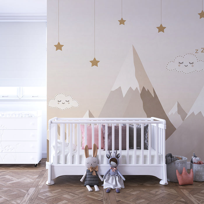 Papier de parede izba pre bábätko | Jemné hory a snívajúce oblaky
