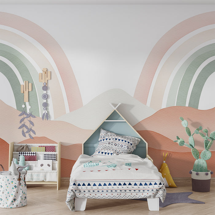 Tapet camera bebelusi | Munti si curcubeuri pastelati
