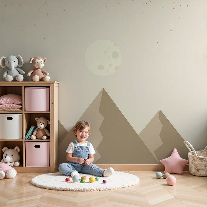 Tapet za dječju sobu | Planine i nježni mjesec