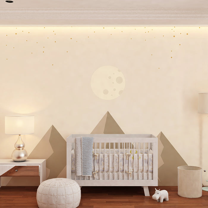 Tapet za dječju sobu | Planine i nježni mjesec