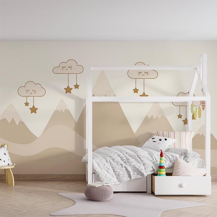 Tapety dla dzieci | Góry i chmury w odcieniach beżu