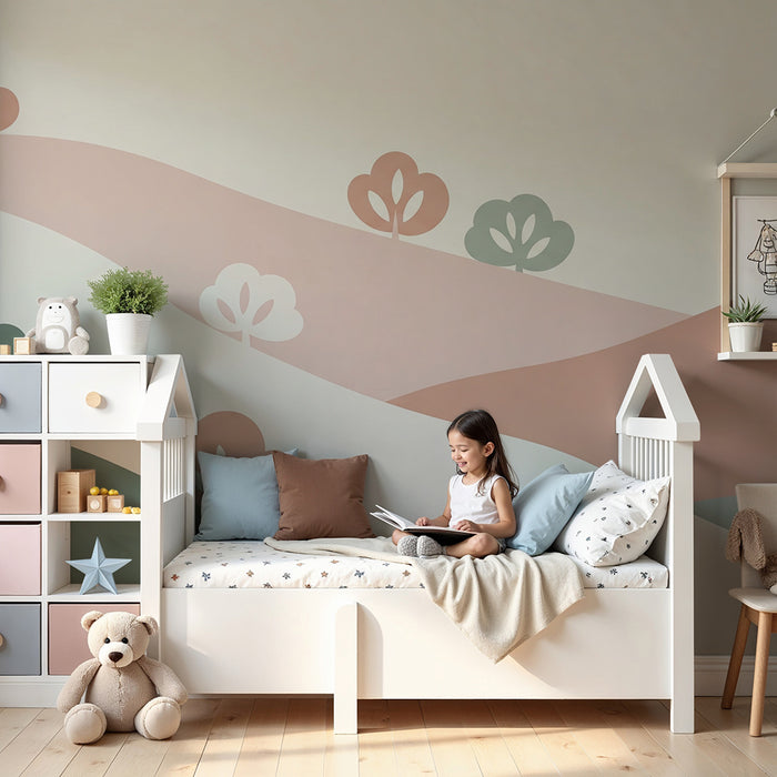 Tapet barnerom | Fjell og små busker