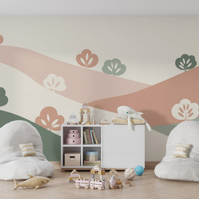 Tapet barnerom | Fjell og små busker