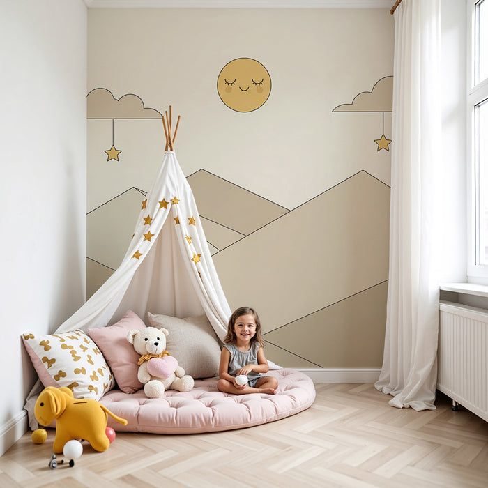 Tapety dla dzieci | Geometryczne góry w kolorze beżu