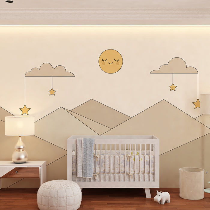 Tapety dla dzieci | Geometryczne góry w kolorze beżu