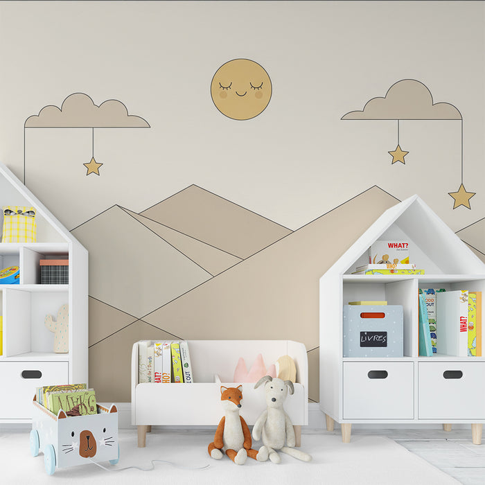 Tapety dla dzieci | Geometryczne góry w kolorze beżu