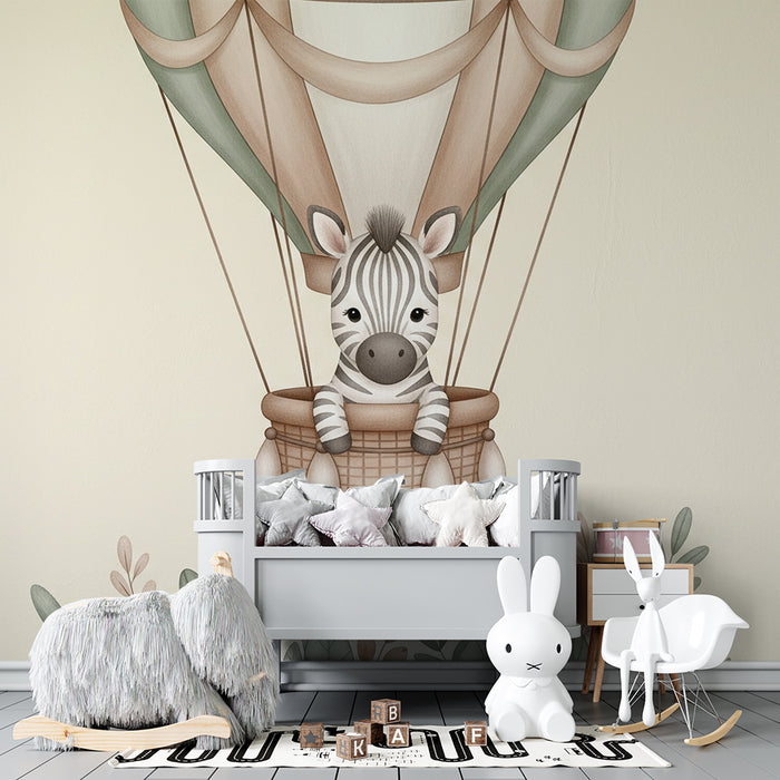 Børneværelse tapet | Ballon med sød zebra